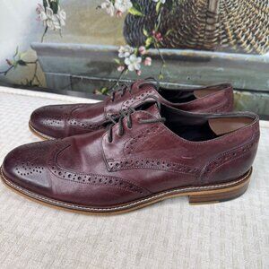 Joseph Abboud Mens Size 11 Burgundy Leather Oxford Wingtip Shoes